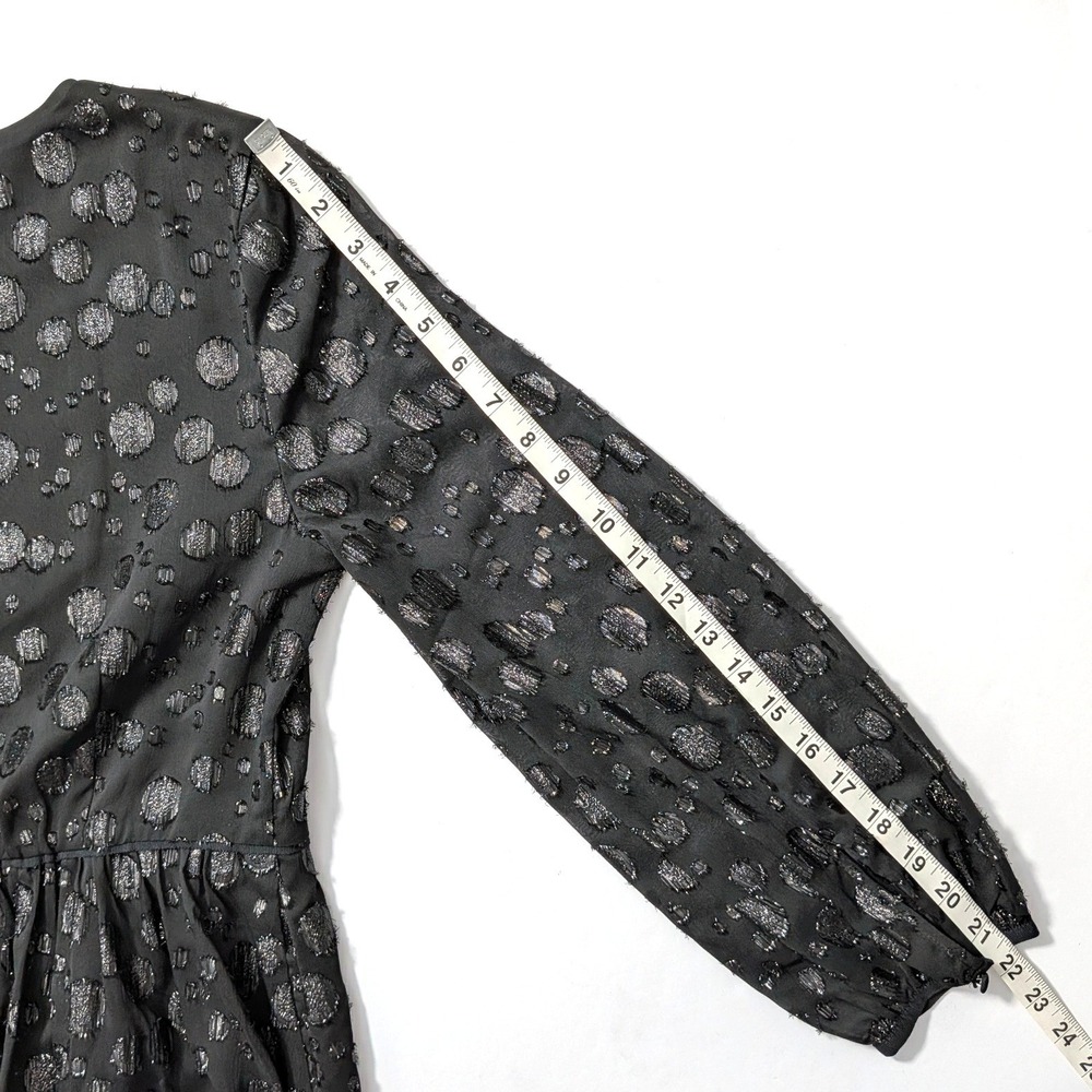 J.Crew A-Line Dress Metallic Dot Jacquard Black Silver Fit Flare Sz 4 - Picture 16 of 16